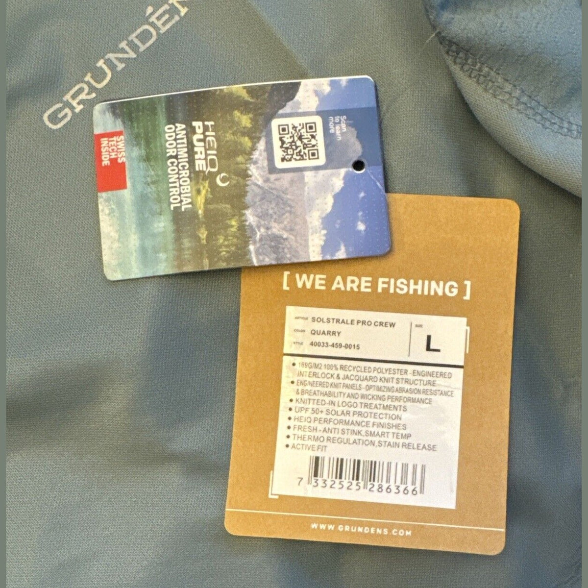 $90 Grundens Men’s Solstrate Pro Crew- Quarry- Large- New