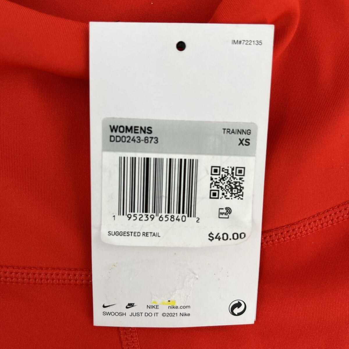 New Nike Womens One Midrise Bike Shorts -Chile Red- Size: XSmall-MSRP $40