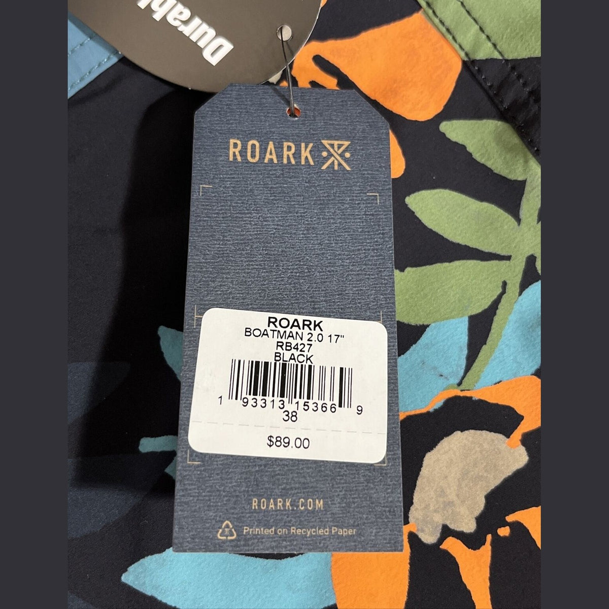 $89 Roark Men’s Boatman 2.0 Boardshorts 17" Shorts- Black Multi- Size: 38W-NEW