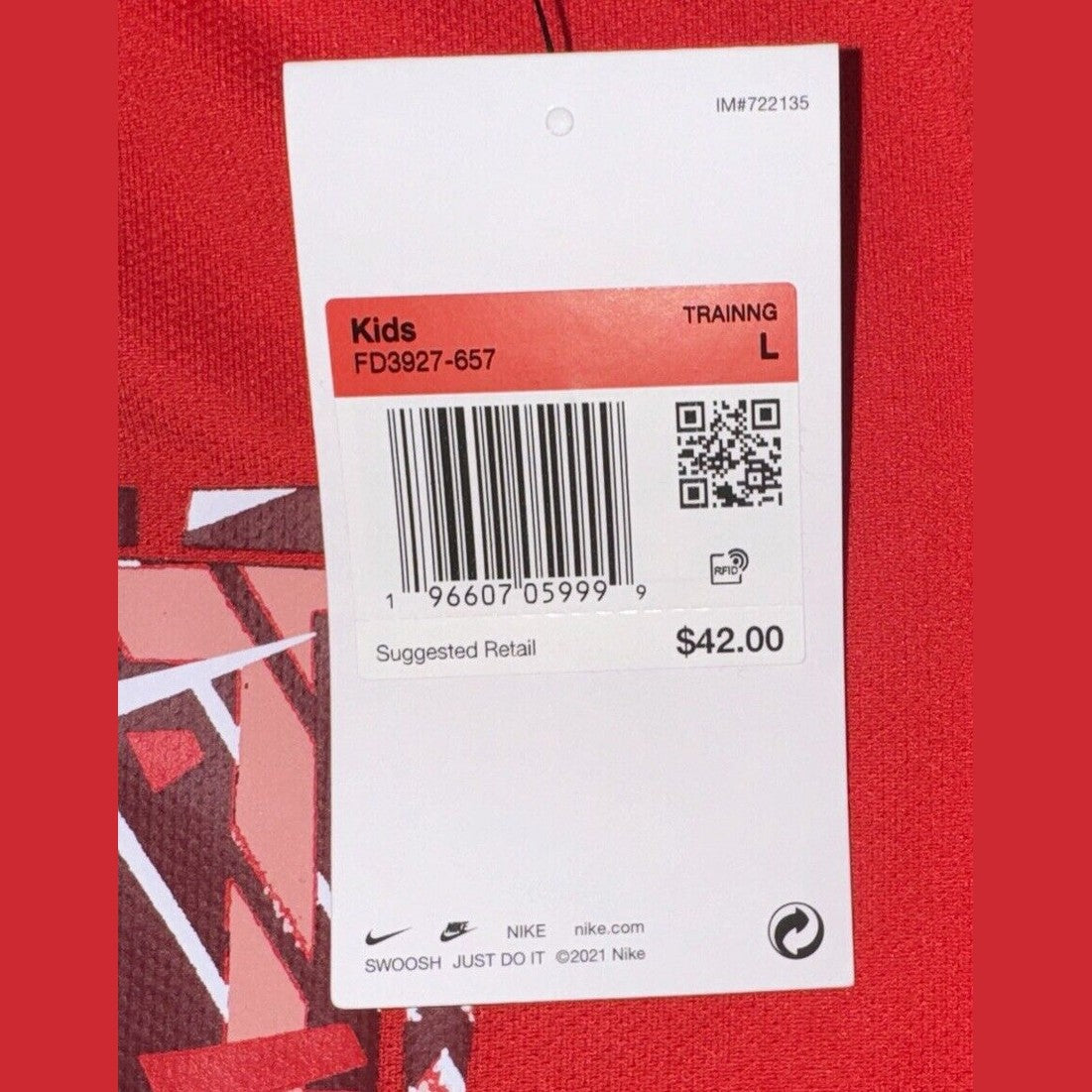 Nike Boys Dri Fit Long Sleeve Top Shirt - University Red - Large-NWT -Retail $42