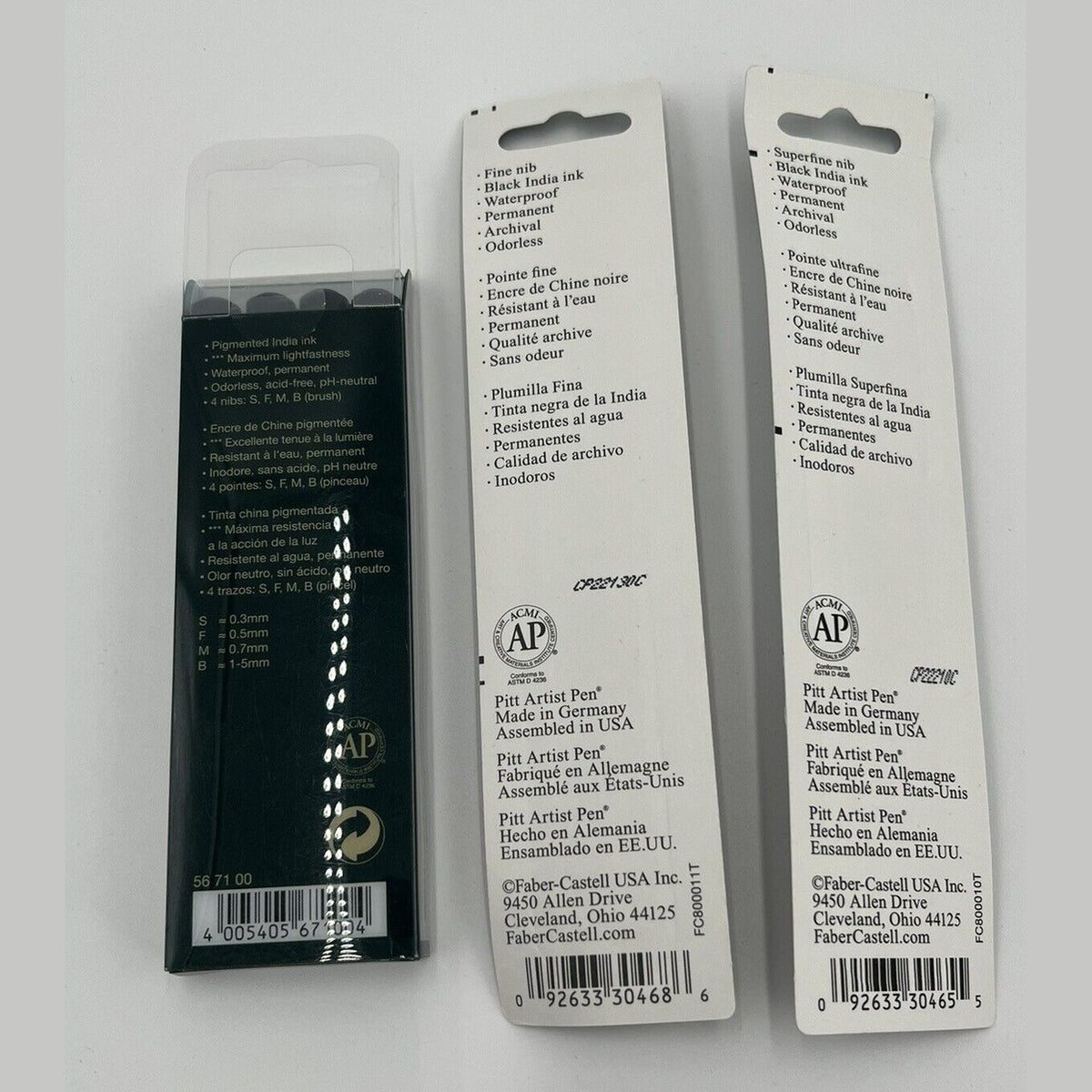 Combo Lot Of 3 Sets- Artist Pens by Faber-Castell Pitt India Ink Various Sizes