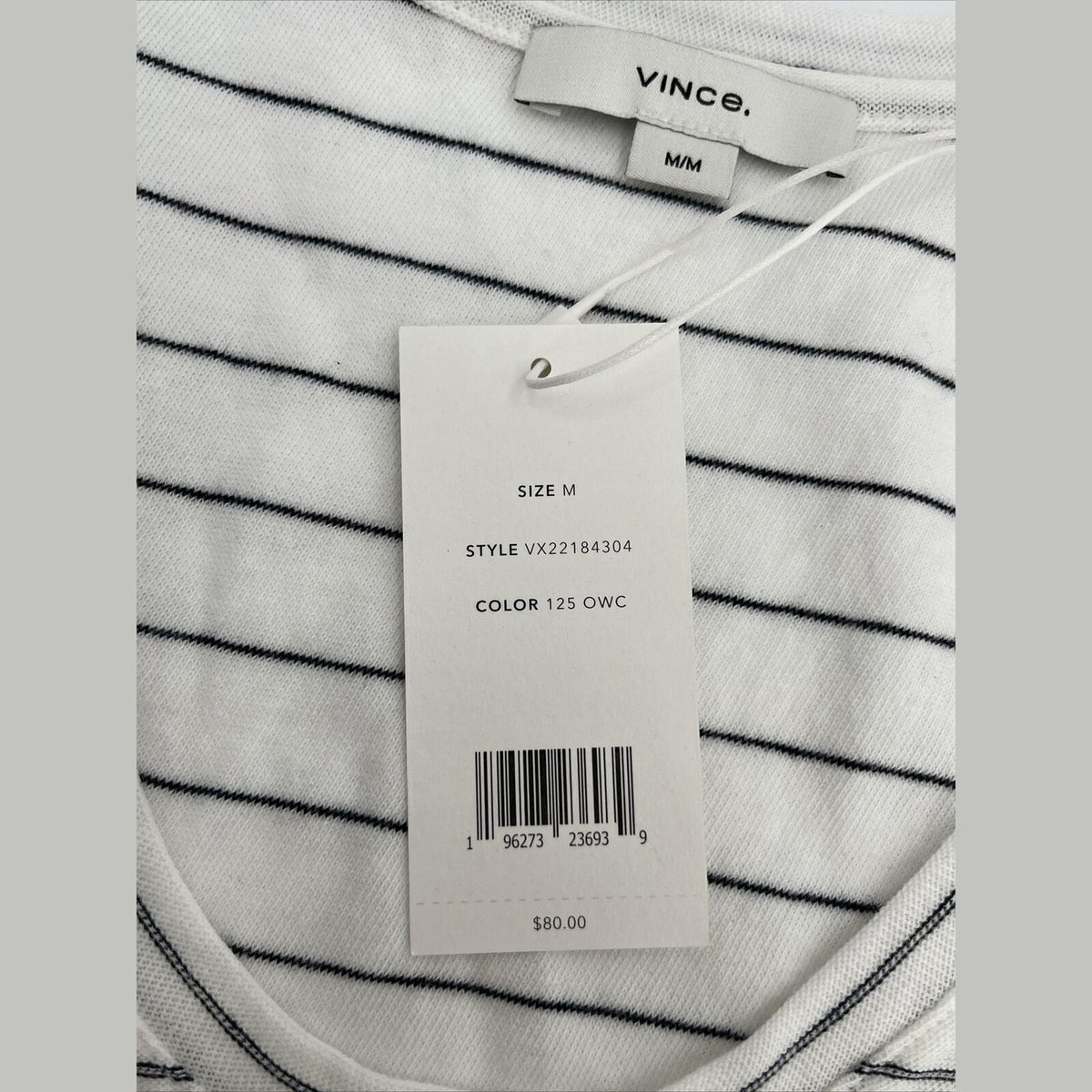 $80 *New* Vince Easy Scoop Neck Striped Tank Top- Off White- Medium-New Tag