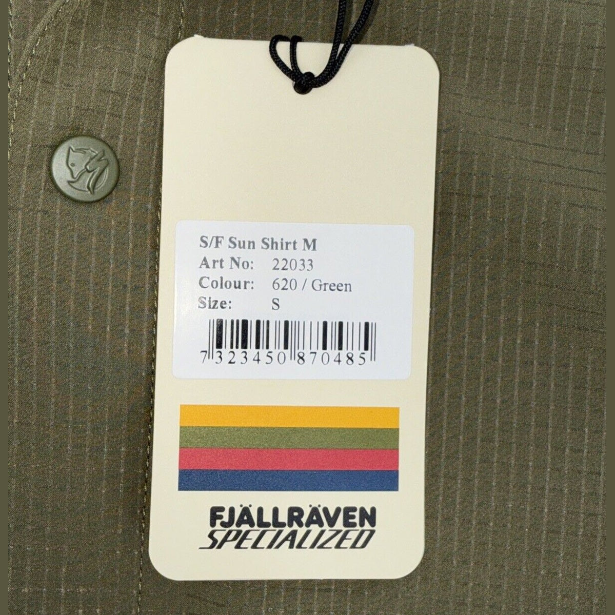 $150 FJALLRAVEN Men’s Specialized S/F Sun Long Sleeve Shirt-Khaki - Small- New
