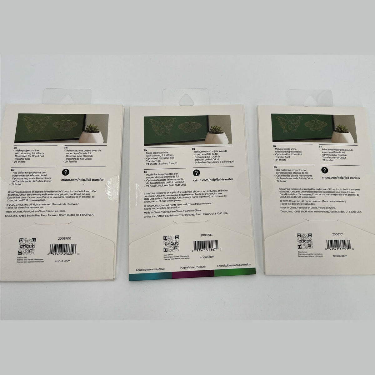 3 Pkg Cricut FOIL TRANSFER SHEETS - GOLD, ROSE,JEWEL GREEN, 4x6 New 72 Sheets