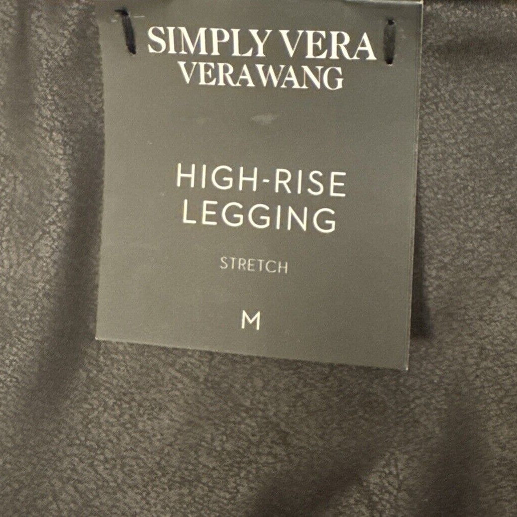 Simply Vera Women’s High Rise Faux Leather Moto Leggings - Black- Medium