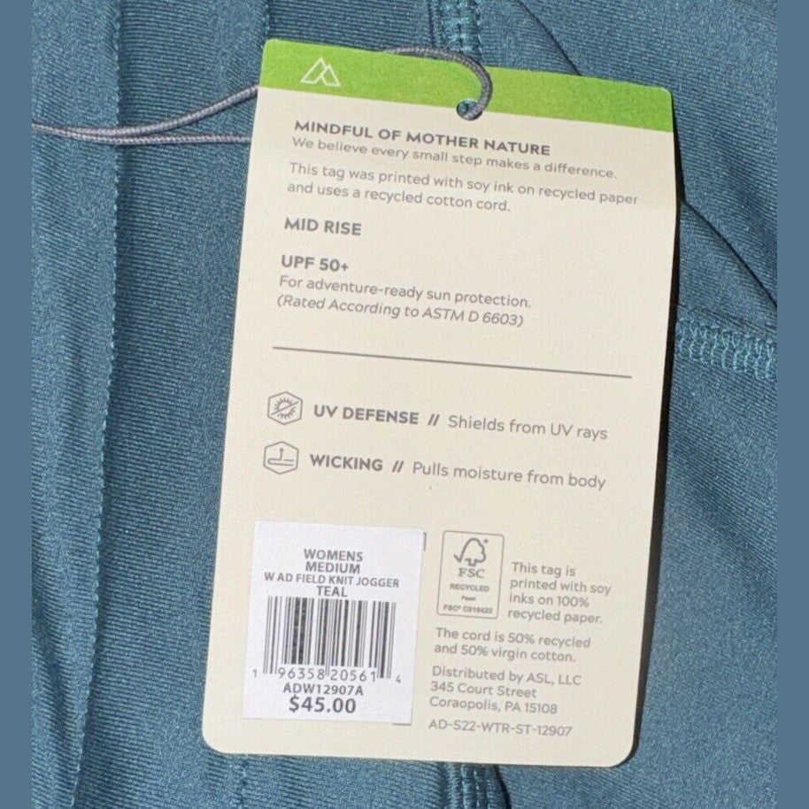 Alpine Design Women’s Field Knit Jogger Pants- Teal - Medium - New $45