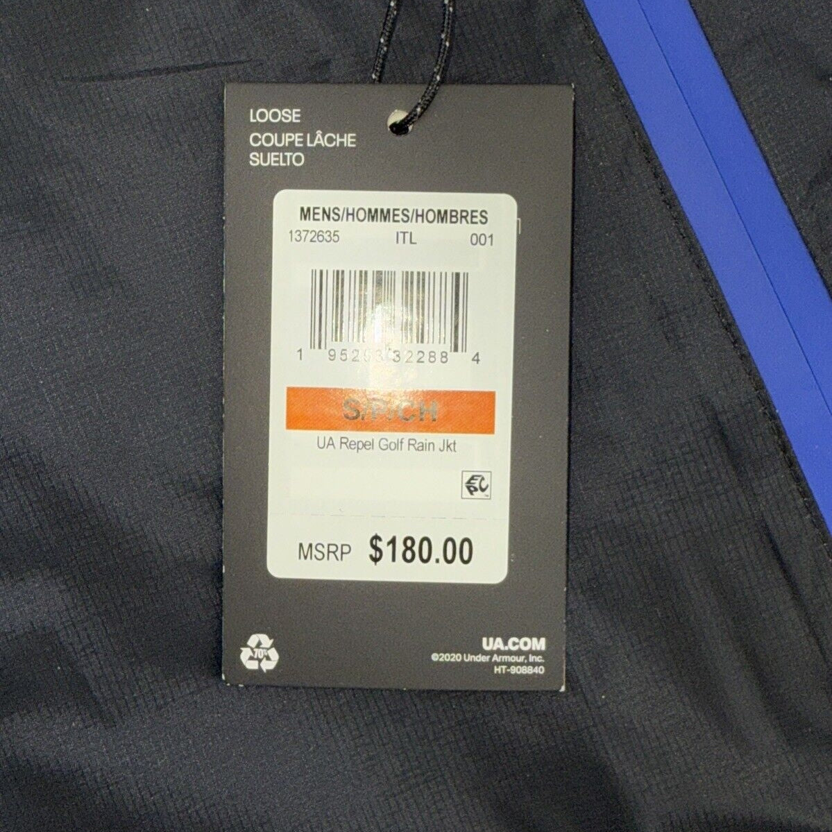 $180 Under Armour Men’s Impasse Repel Golf Rain Jacket - Black- Small - New Tag