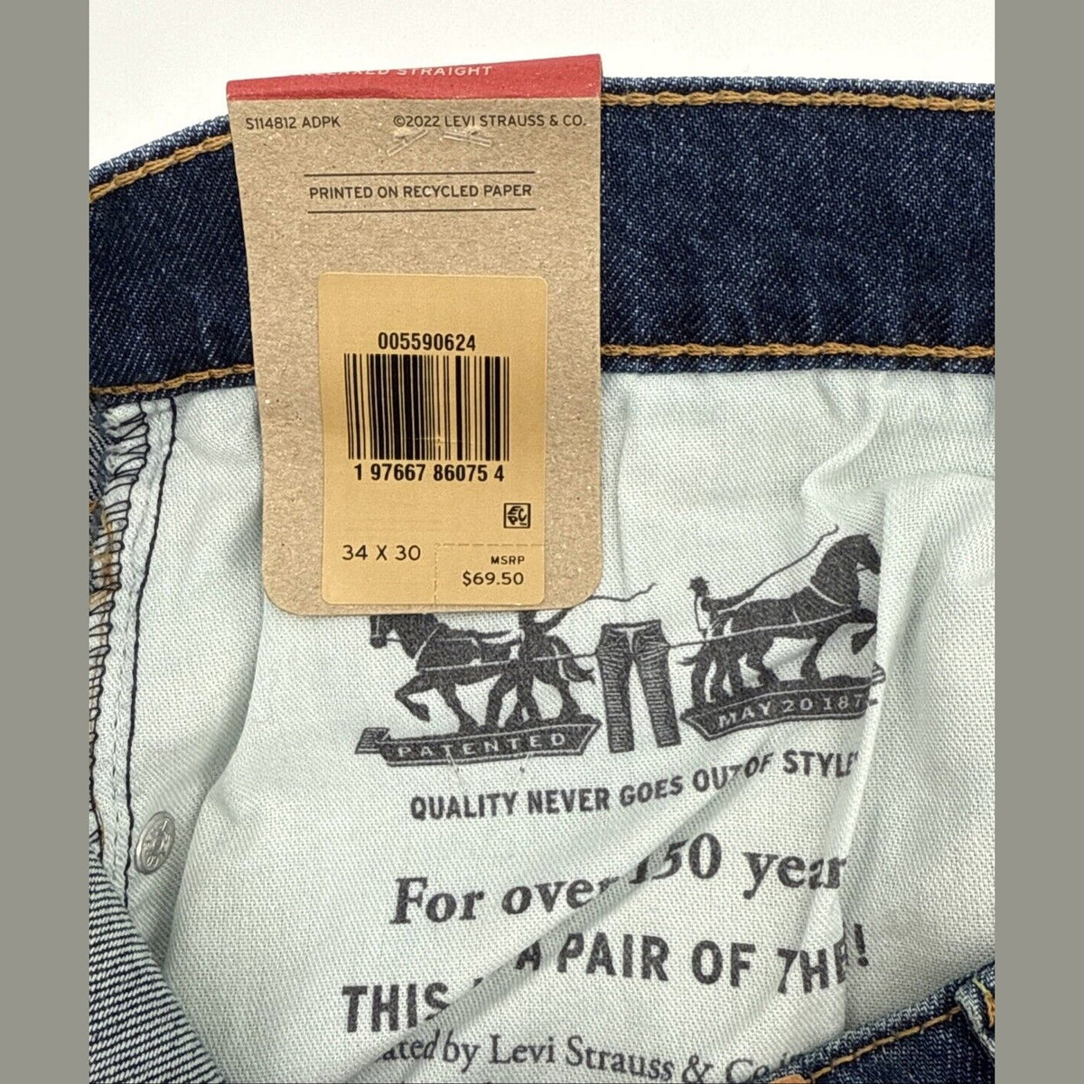 $69.50 Levi's Men's 559 Relaxed Straight Jeans - Mystery Man Blue - 34W 30L -NEW