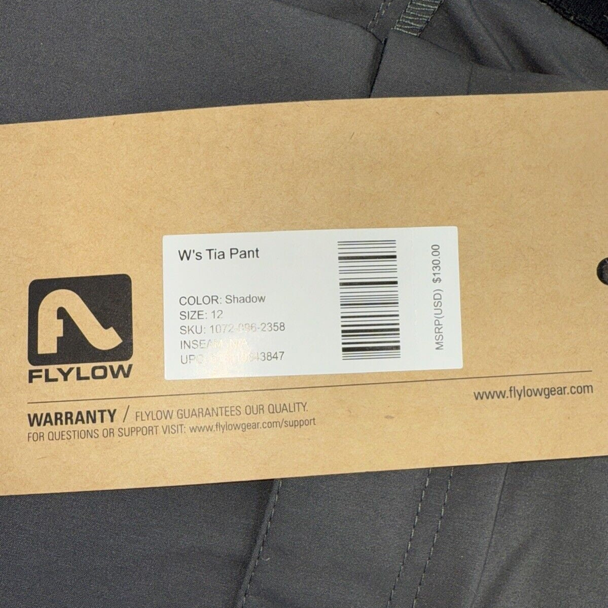 $130 Flylow Women’s Tia Pants - Shadow Grey - Size: 12 (36” Expandable)- New Tag