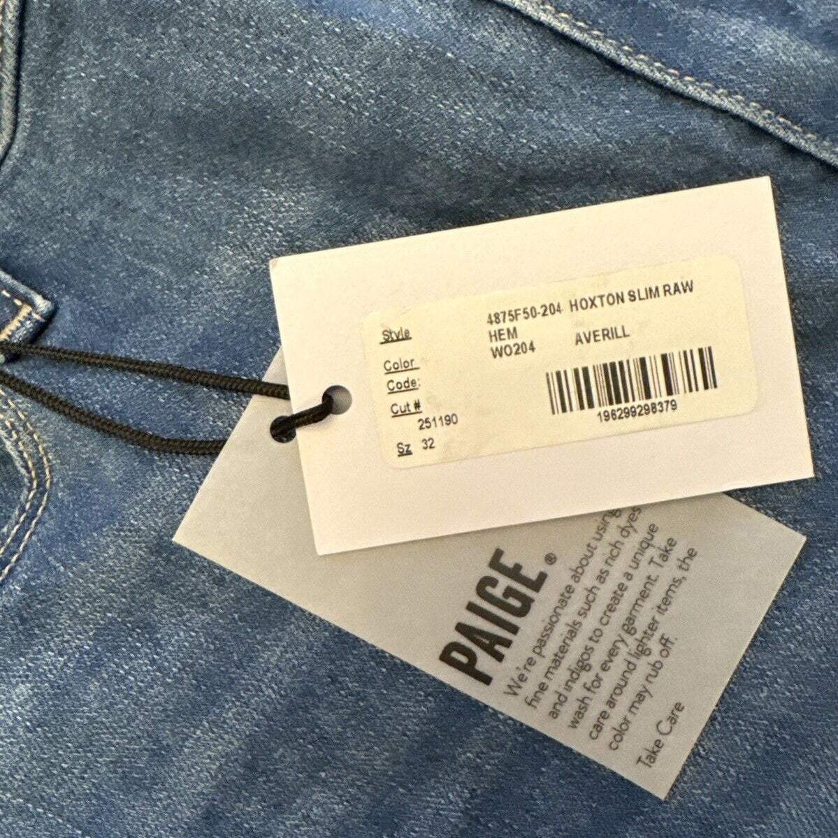 $225 PAIGE Women’s Hoxton Slim Raw Hem- Averill- Size: 32