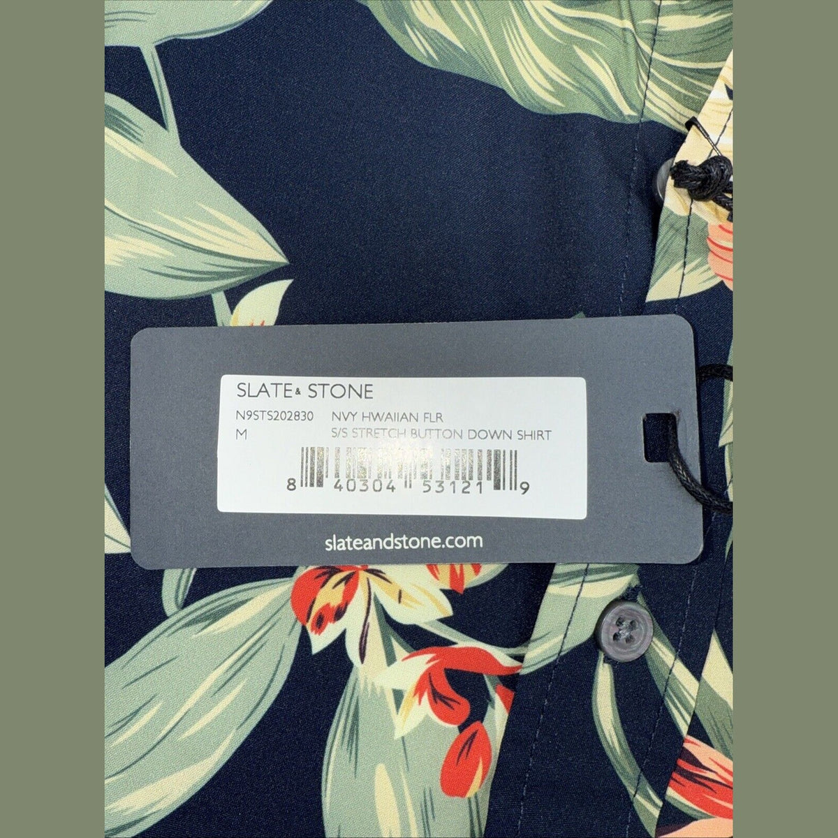 $128 Slate & Stone Hawaiian Stretch Flower Shirt Short Sleeve-Multicolor-Medium