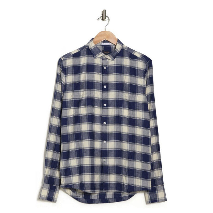 GOOD MAN BRAND Men's Long Sleeve Dress/Casual Shirt Navy Plaid - Medium- $198