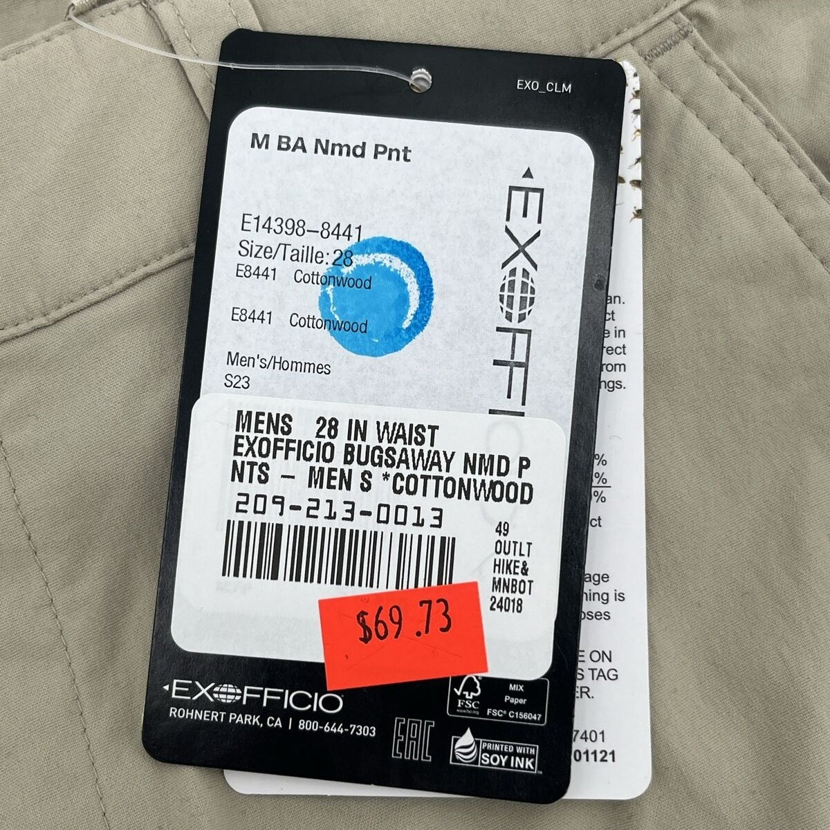 ExOfficio Men's Bugsaway Nomad Pants - Cottonwood Beige-28W 31L- New Tags $95
