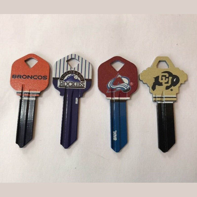 4 X Blank Keys Colorado Package Lot, 1 Broncos,1 Rockies,1 Avalanche,1 CU