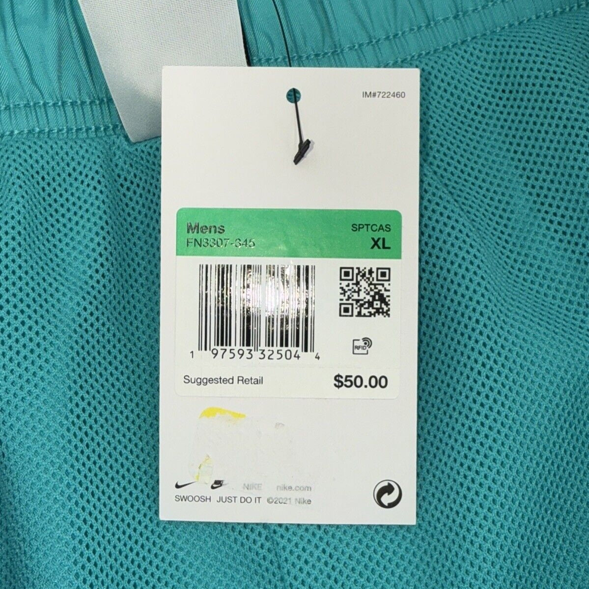 New Arrival* Nike Men’s Woven Lined Flow Shorts FN3307- Aqua - XLarge -New $50