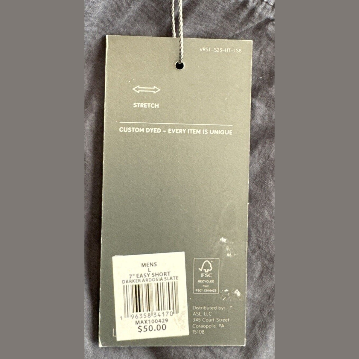 VRST Men’s 7” Easy Shorts -Darker Ardosia Slate- Large - MSRP $50