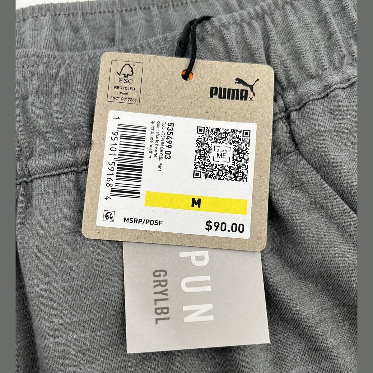 $90 Puma Men’s Cloudspun Grylbl performance golf pants-Quiet Shade Grey-Medium
