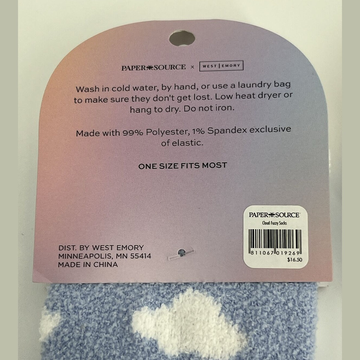 Paper Source Women's Casual Fuzzy Soft Lounging Socks- Blue/White- One Size Fits