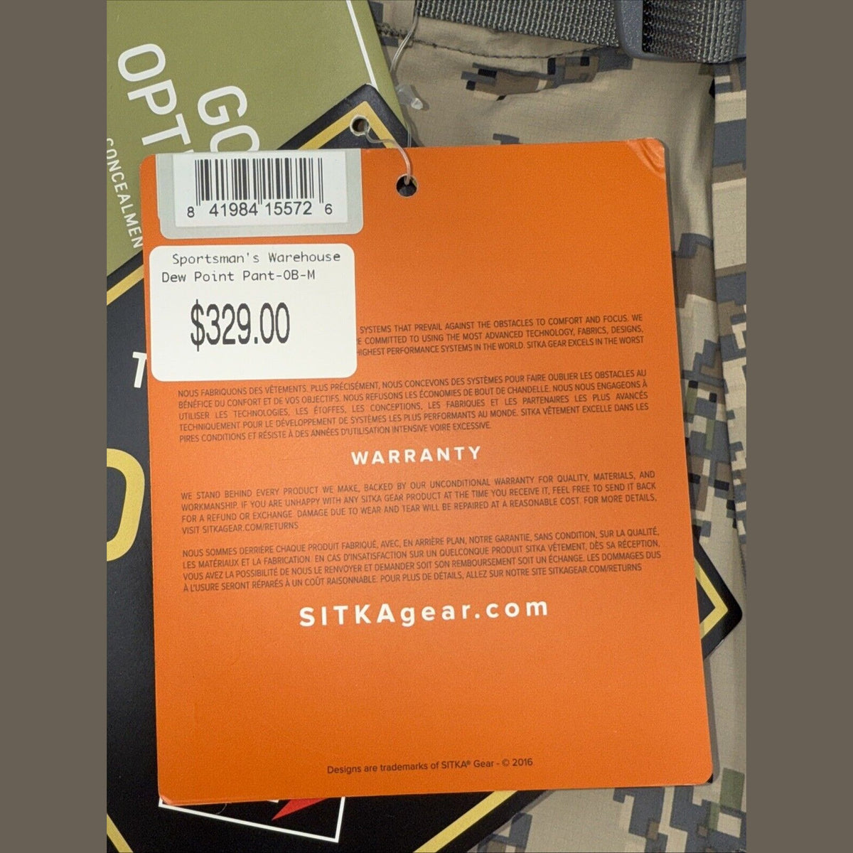 Sitka Gear Men’s Dew Point Pant - Optifade Open Country- Medium- New Tags $329