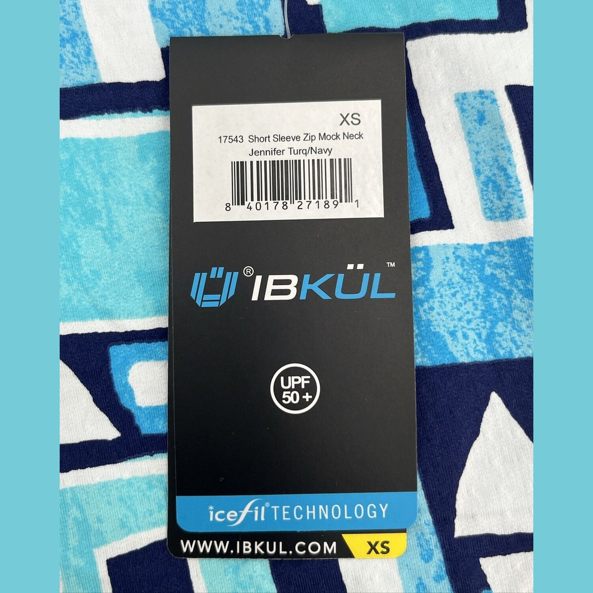 $95 IBKUL Women’s Zip Mock Neck Short Sleeve- Jennifer Turquoise-XSmall-New Tag