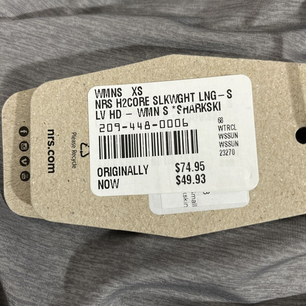 NRS Women’s Silkweight H2Core Hoodie - Sharkskin Grey-Size XSmall UPF 50+- NEW