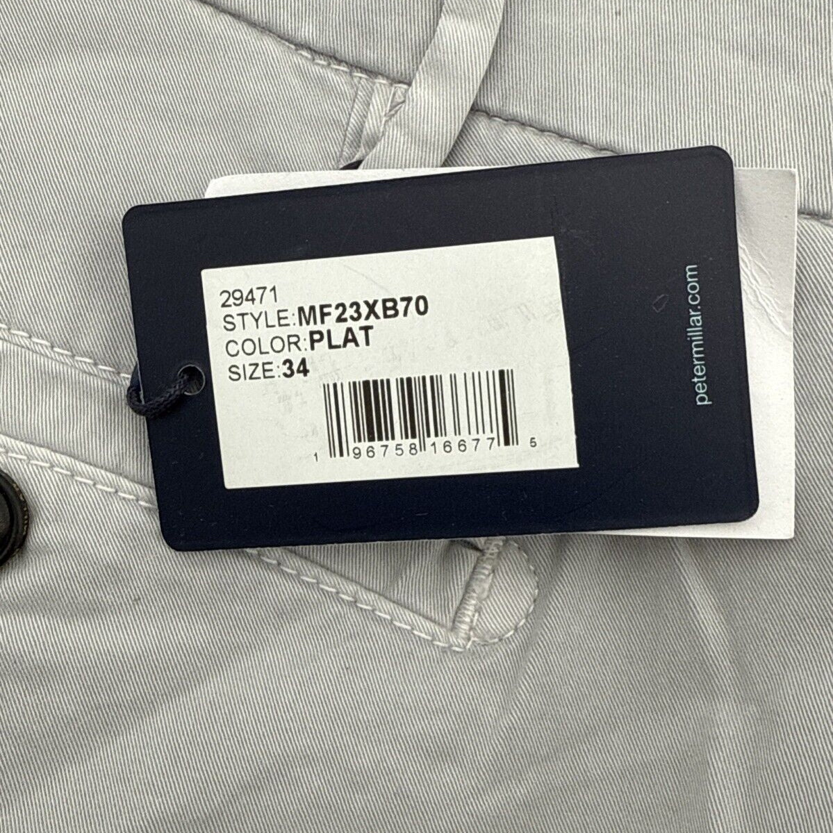 $198 PETER MILLAR Collection Men’s Concorde Garment Dyed Trouser-Grey-34W 36L