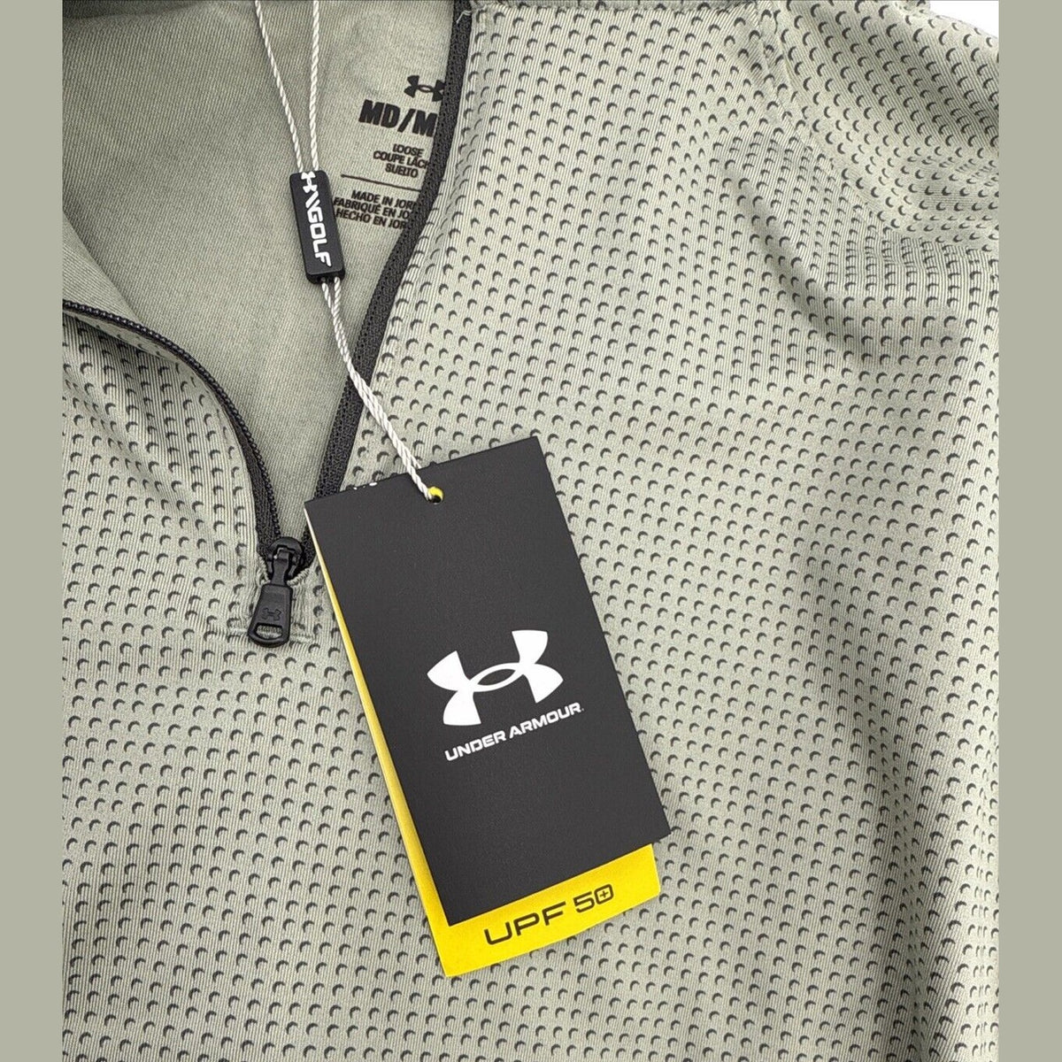 $75 Under Armour Men’s T2 Half Moons Print 1/4 Zip Golf Top - Green- Medium -New