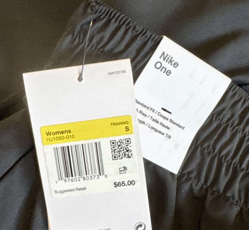 $65 NIKE Women's dri-FIT High Waisted 7/8 Joggers HJ1050-010 -Black-Small-New