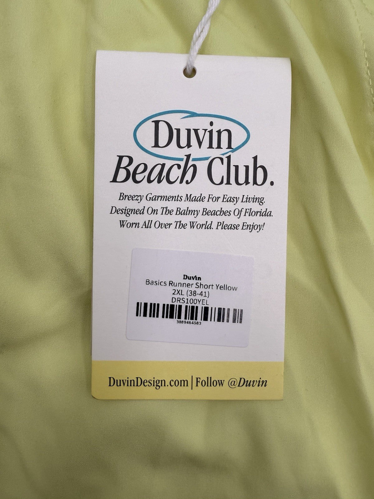 $65 Duvin Design Men's Basic Running 6” Shorts - Yellow -Size: 2XLarge -NEW
