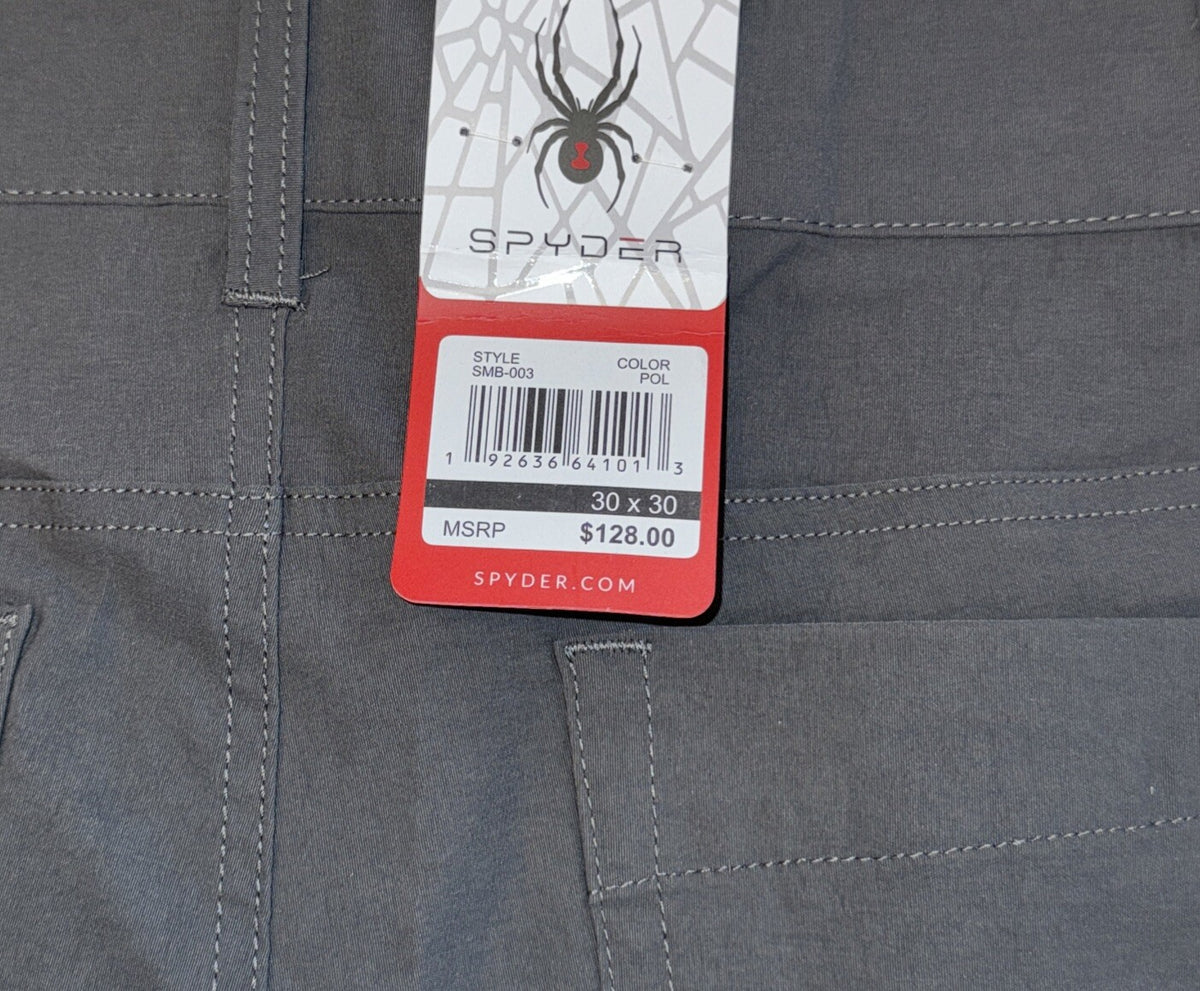 $128 Spyder Men’s Water Resistant 5 Pocket Tech Pants- Polar- 30W 30L-New Tag