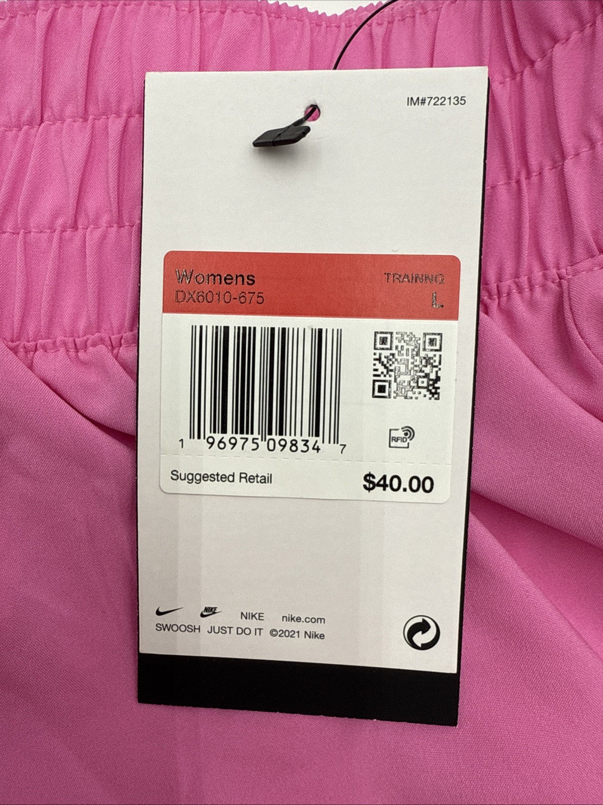 Nike Woman's Shorts One Dri-FIT Mid-Rise 3" Brief-lined Shorts-Pink- Large-New