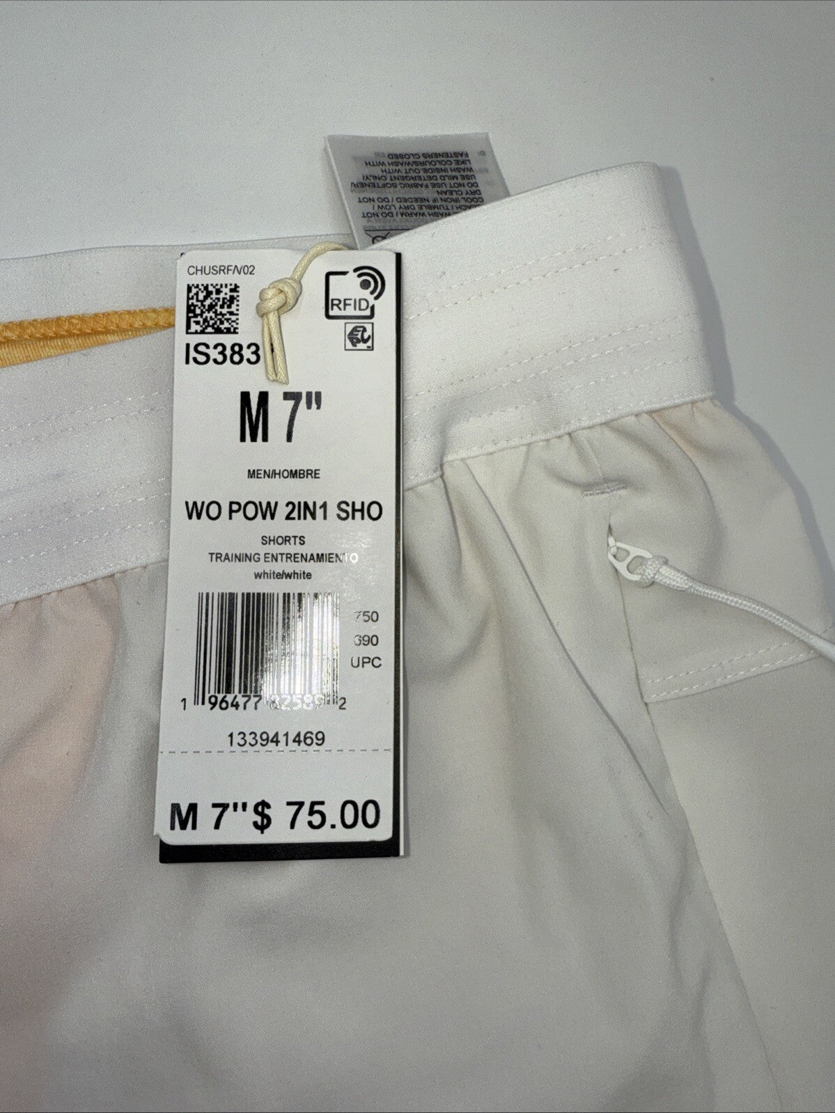 $75 ADIDAS Men's Power Workout 2-in-1 Training Shorts IS3837- White- Medium 7”-