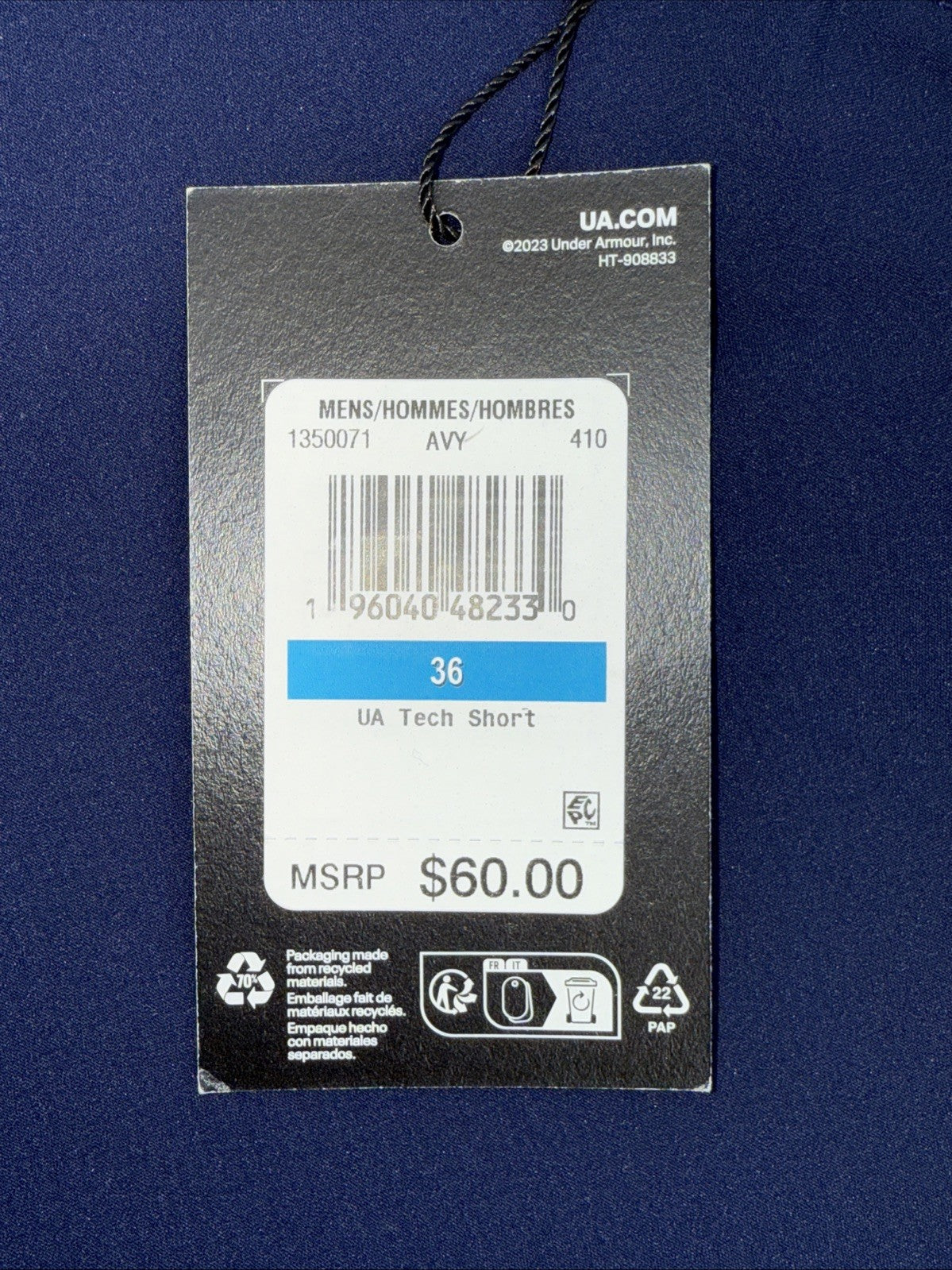 $60 Under Armour Men's Wicking Matchplay Tech Golf Shorts -Navy- Size 38W - New
