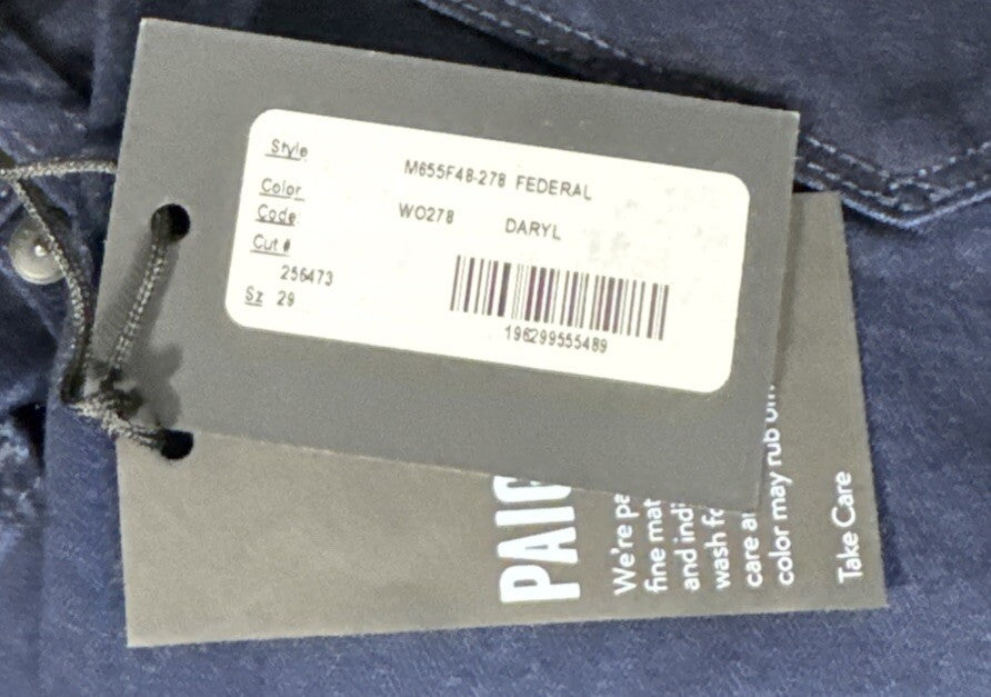 $199 Paige Men's Pants Federal Denim Jeans - Daryl- 29Wx33L - New