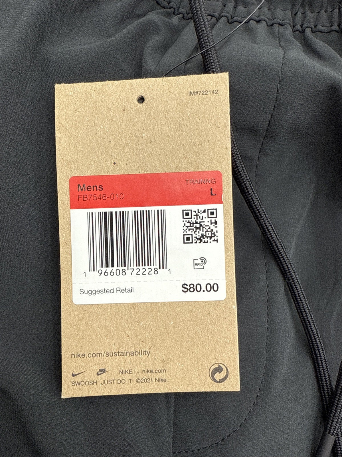 $80 Nike Men’s Unlimited Tapered Leg Versatile Joggers FB7546 010- Black-Large