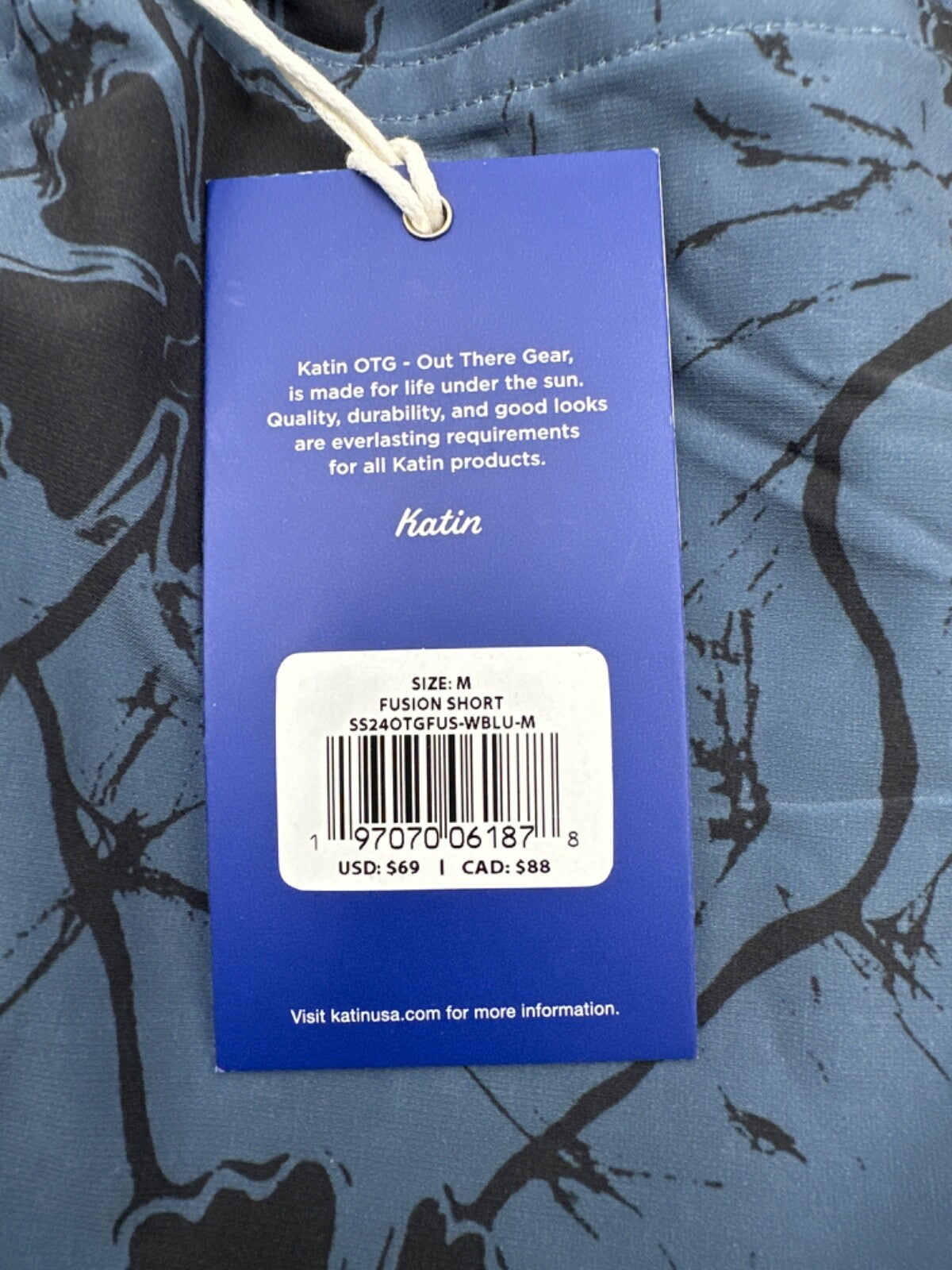 $70 KATIN Men’s Fusion Un-Netted Shorts- Washed Blue Pumise Print - Medium - New