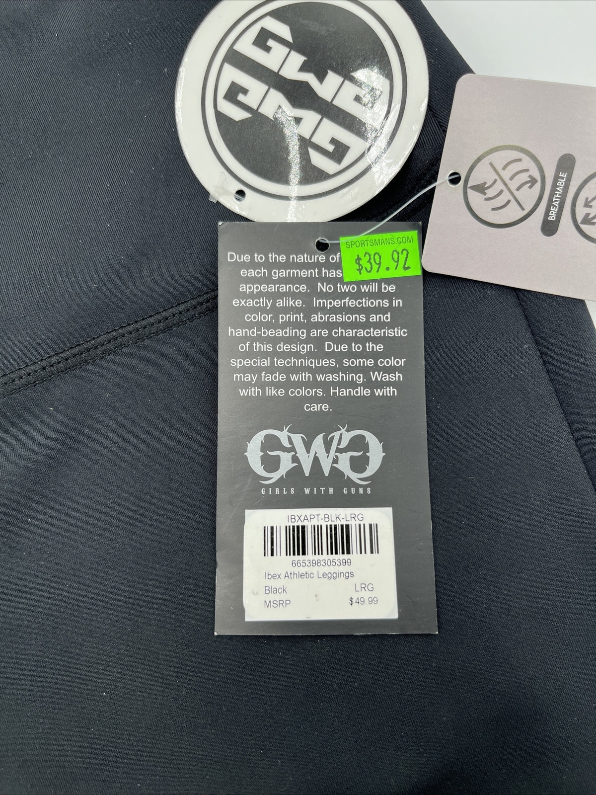 Girls With Guns Women’s Ibex Athletic Active Leggings-Black-Large-New Tags $50