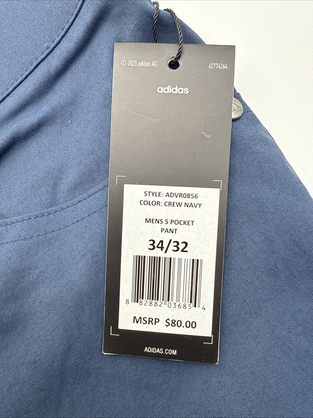 $80 ADIDAS Men's Ultimate 365 5-Pocket Tapered Golf Pants-Crew Navy-34W 32L-New