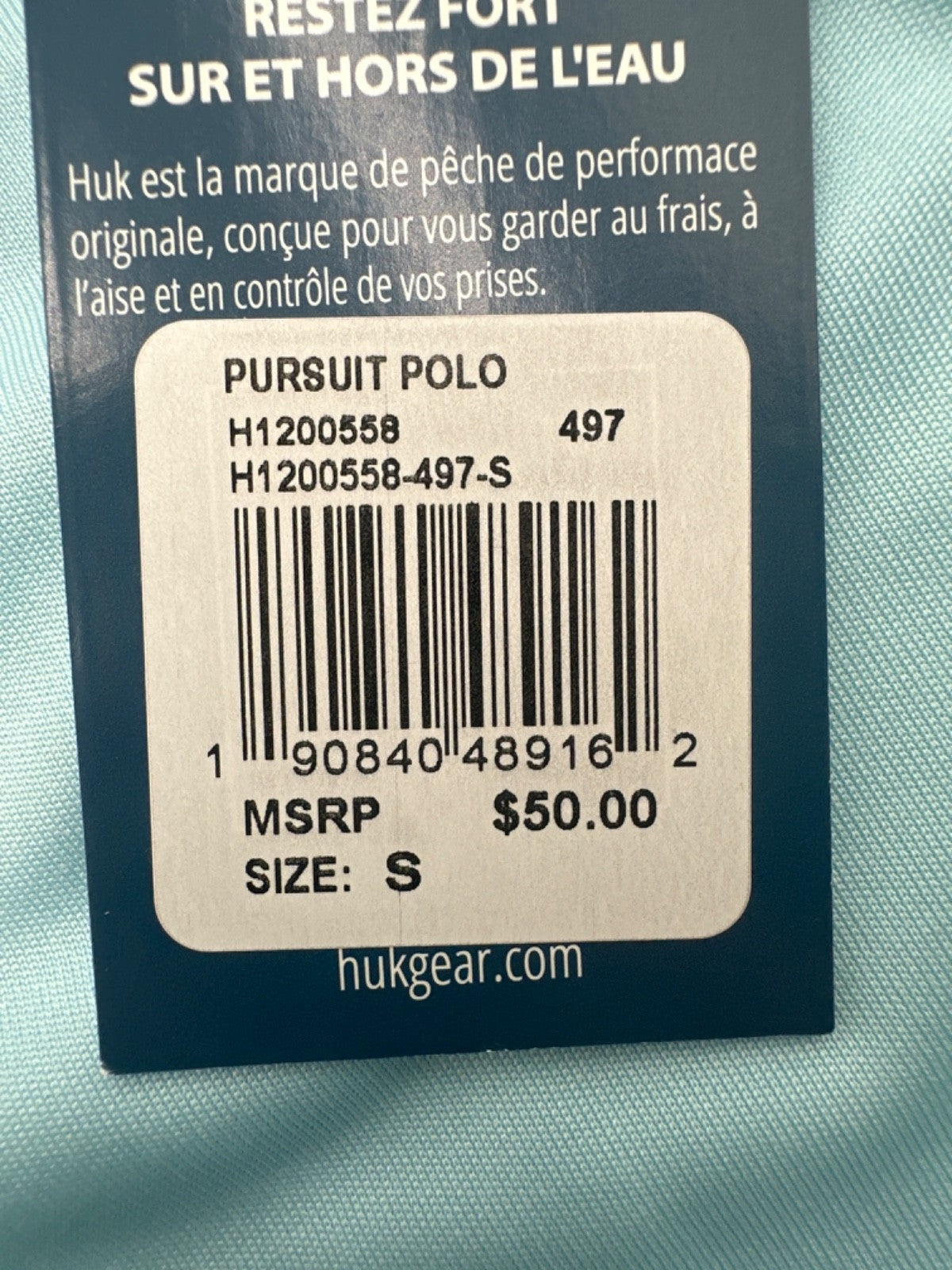 $50 Huk Performance Pursuit Polo Shirt - Crystal Blue - Small - New With Tag