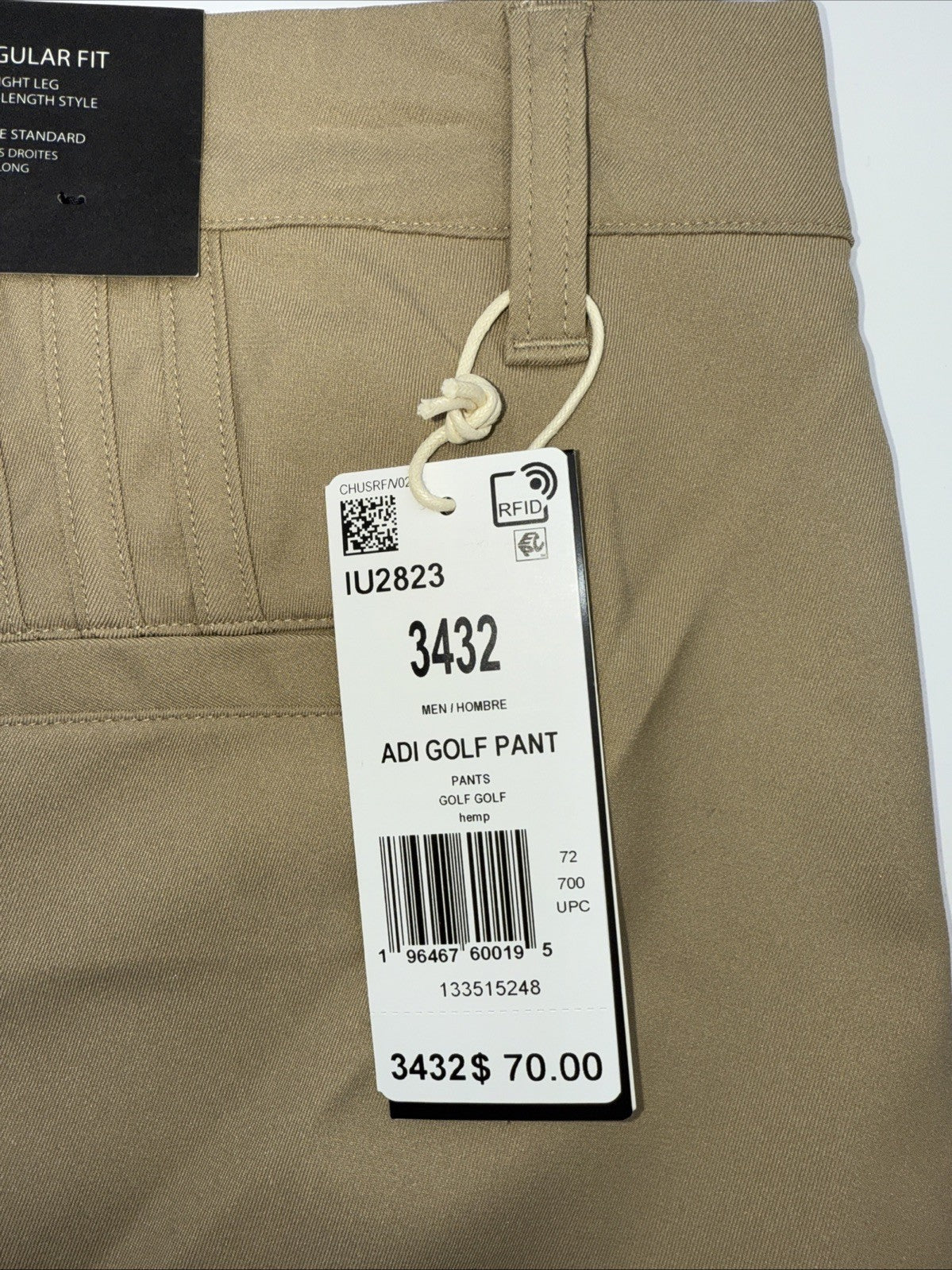 $70 Adidas Men’s Adi Advantage Flat Front Golf Pants- Hemp Beige - 34W 32L- New