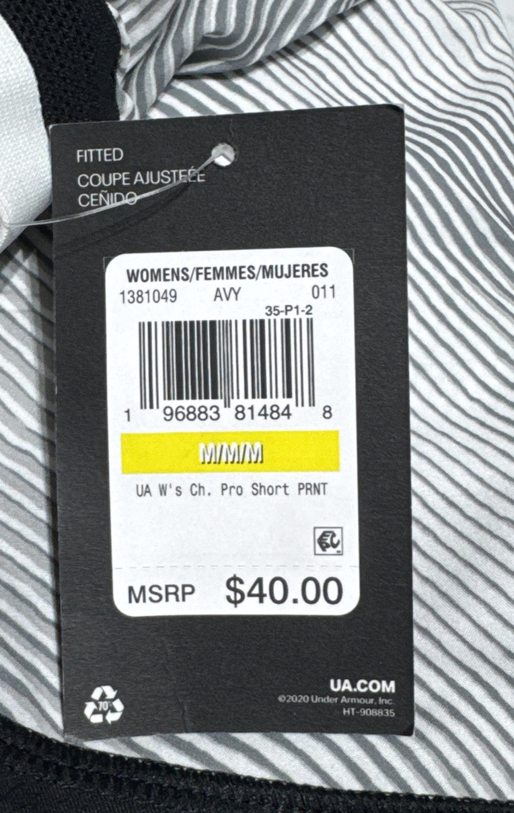 $40 Under Armour Women’s Pro Shorts PRINT Lightweight- White/Grey-Medium-New