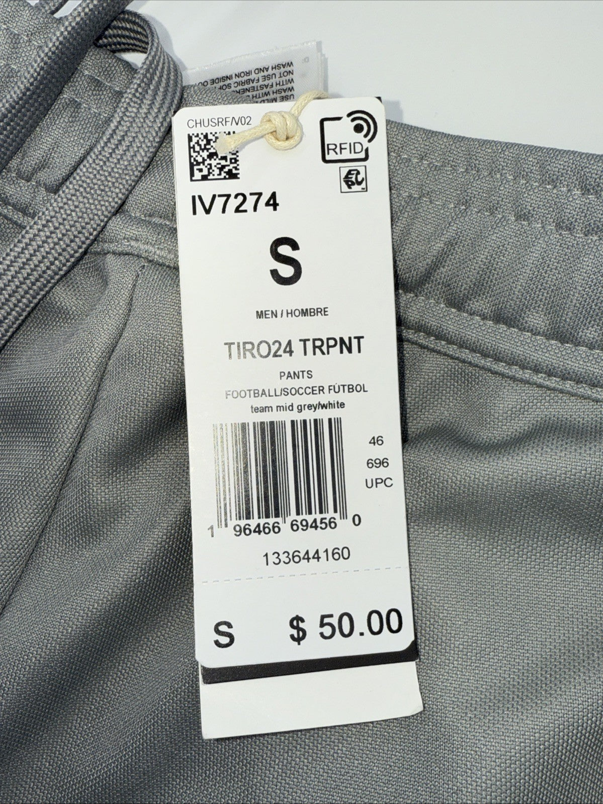 $50 Adidas Men's Tiro 24 Slim Training Pants - Grey On White- Small - New Tag