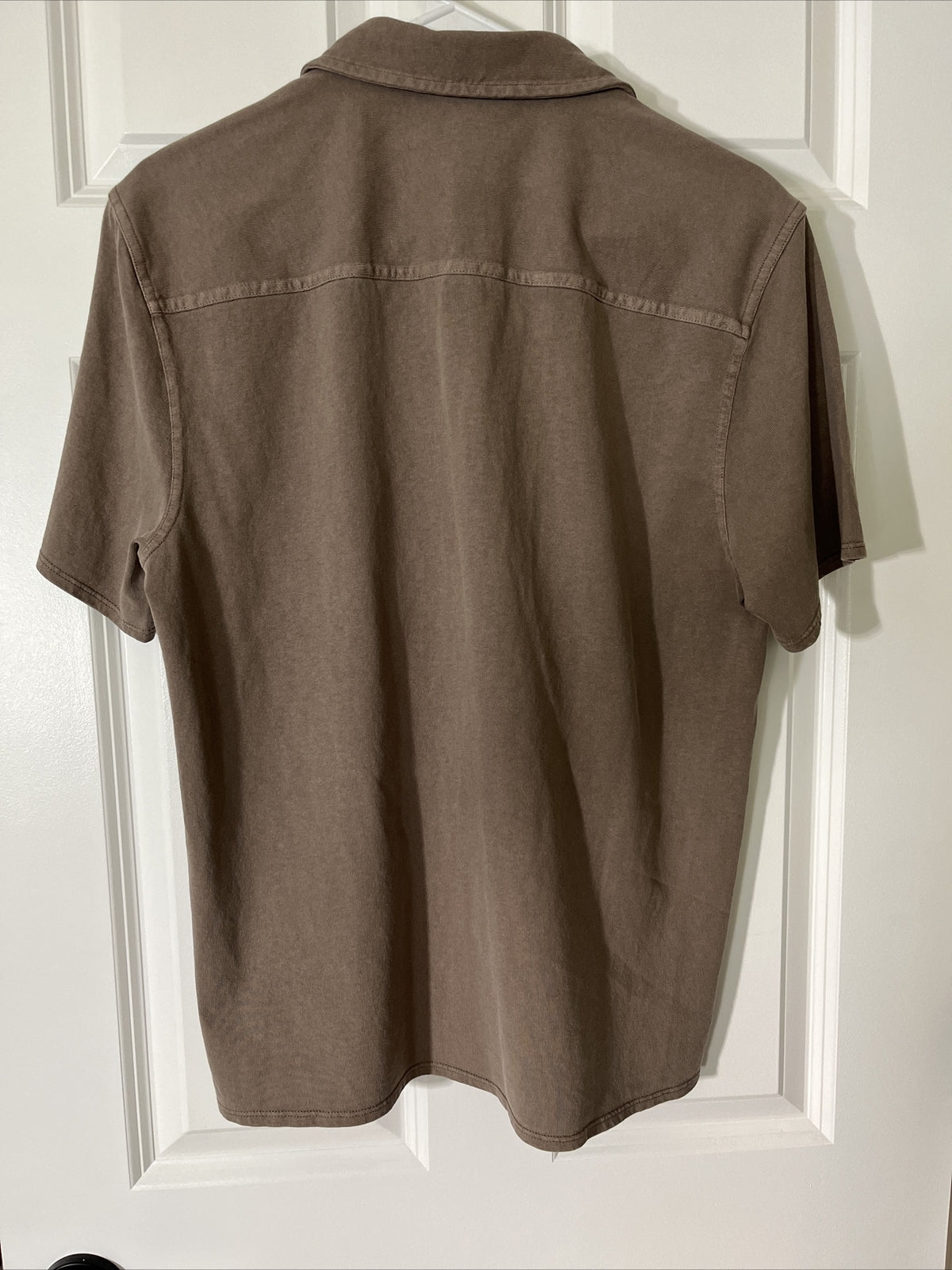 VRST Men's Garment Dye SS Short Sleeve Button Down Shirt- Mushroom-Small-New Tag
