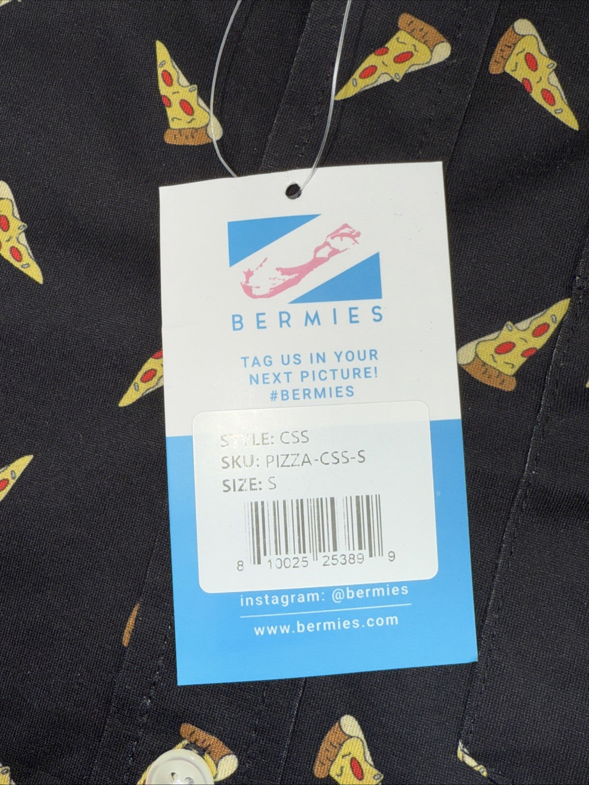 $68 Bermies Men’s Pizza Performance Golf High Stretch Polo Shirt-Black-Small-New