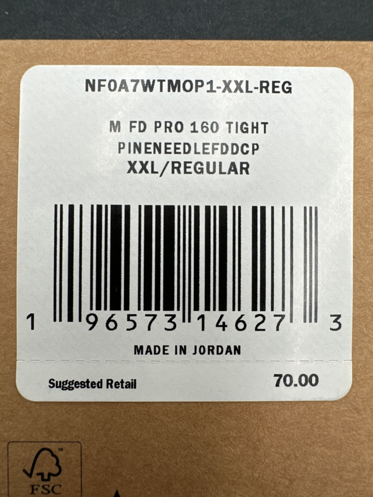 $70 The North Face Men's FD Pro 160 Tight - Pine Needle - 2XLarge -New With Tag