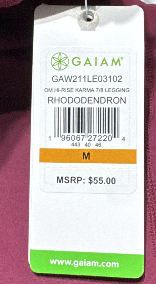 Gaiam Women’s Om Karma High Rise 7/8 Leggings-Rhododendron- Medium- NWT