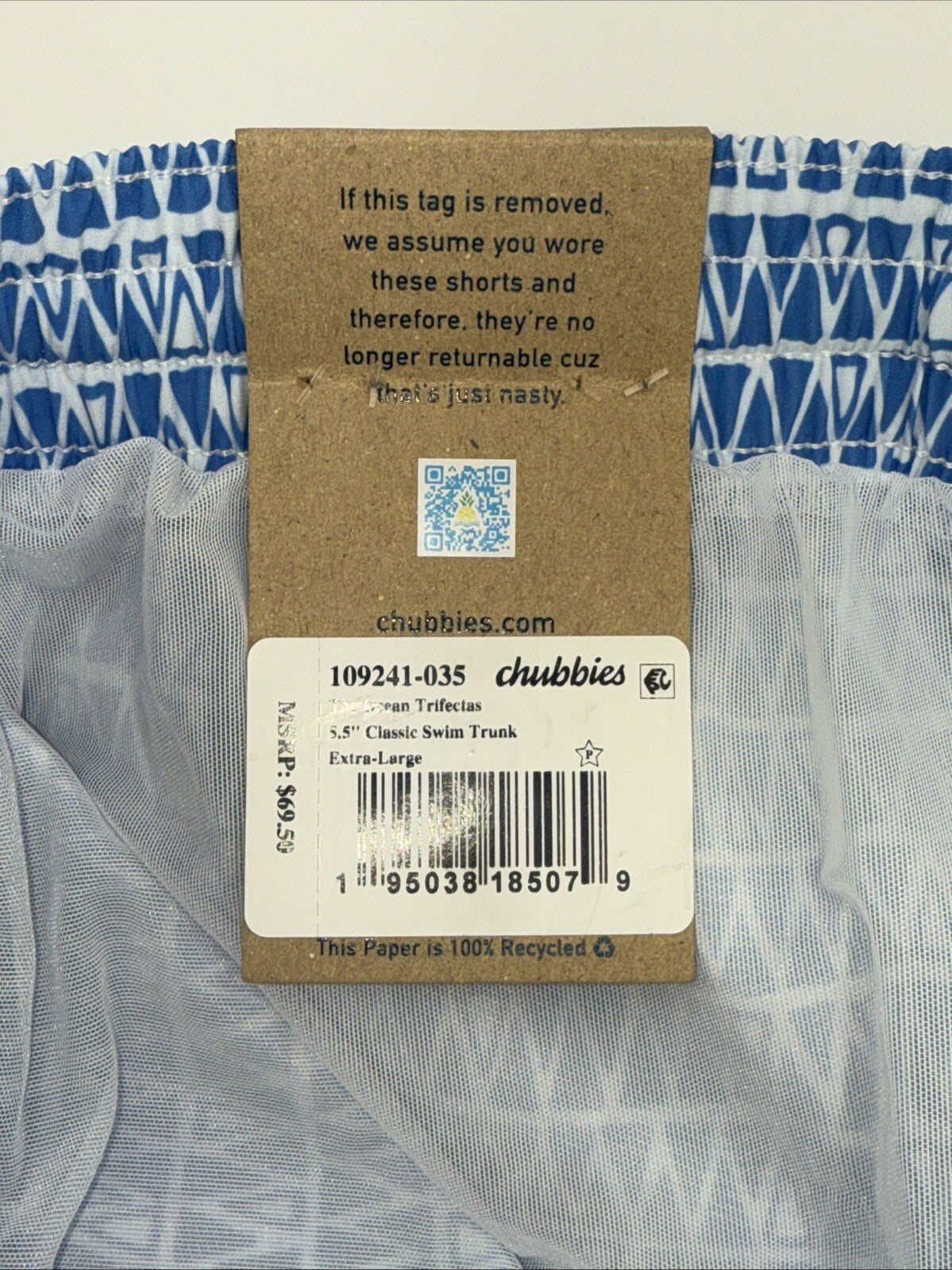 $70 Chubbies The Ocean Trifectas 5.5" Inseam Swim Trunks- Multi -XLarge -New Tag