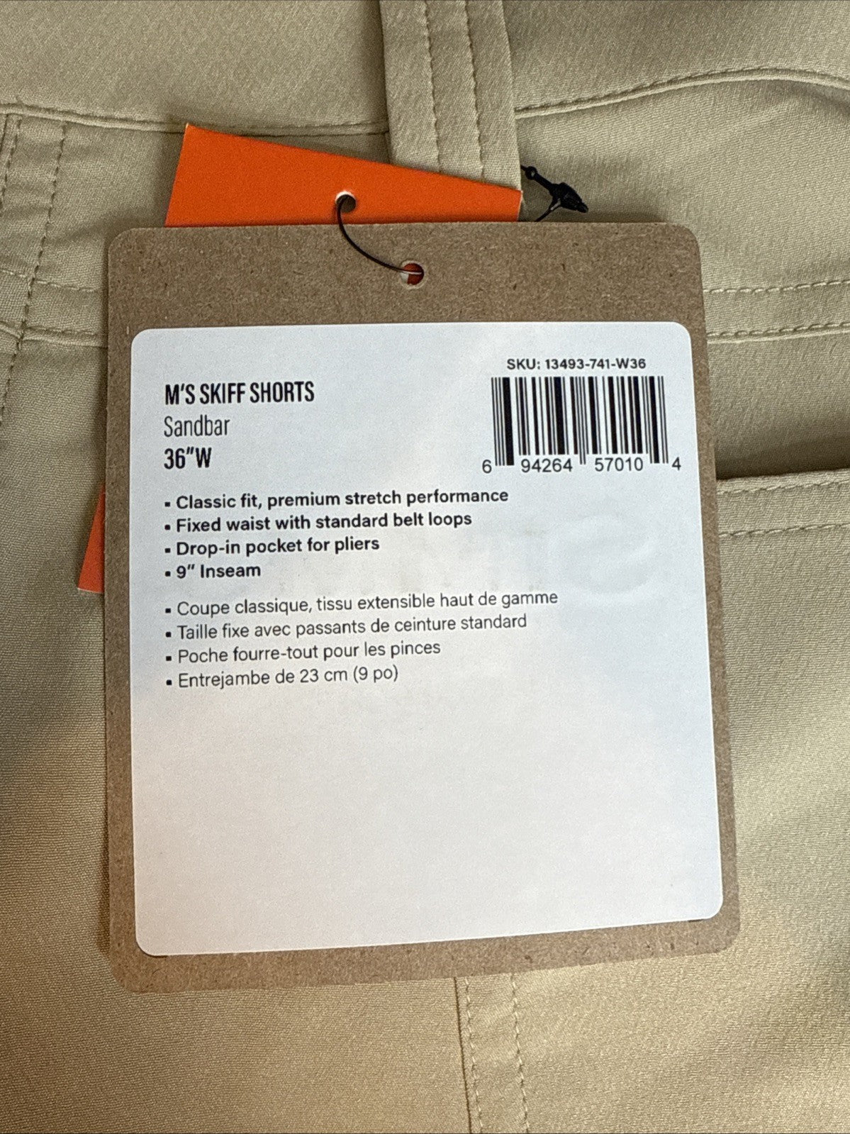 $76 Simms Men’s Skiff Shorts 9" Fishing Classic Fit UPF-Sandbar Beige- 36W- NEW