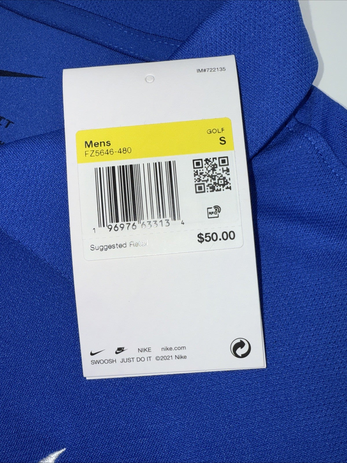 $50 Nike Men's Dri-FIT Short Sleeve Golf Polo FZ5646 -Royal Blue - Small - NEW