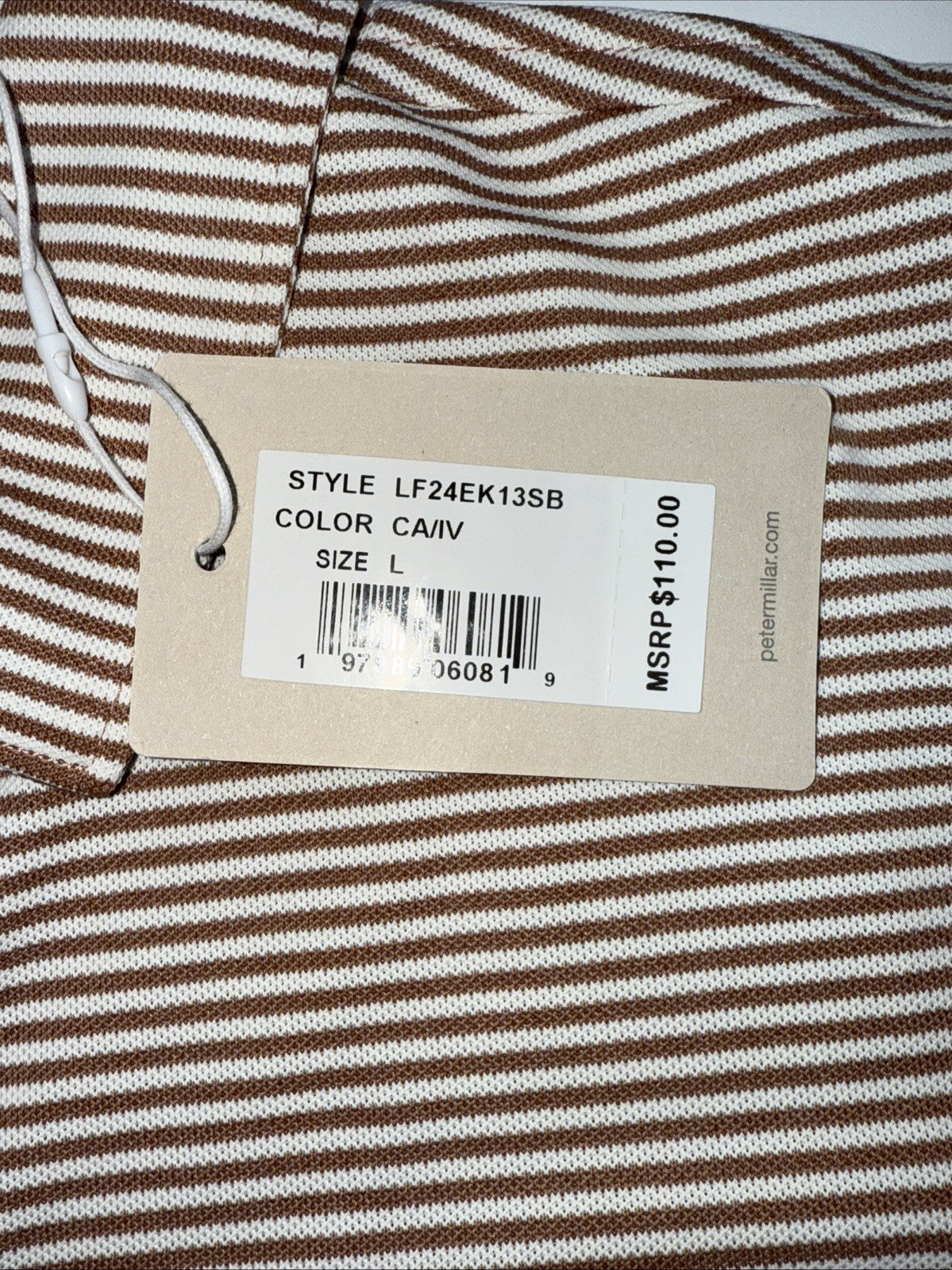 $110 Peter Millar Women's Sport Mesh Polo Shirt - Camel/Ivory - Large - New Tag